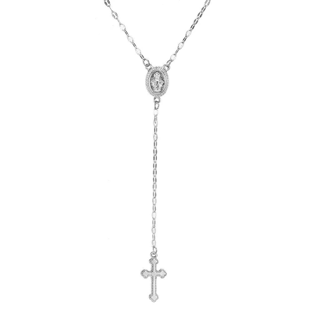 Silver Золотого цвета, ювелирное ожерелье, подвеска, Святая дева, крест, кулон, религиозная Женская мода, ожерелье - Окраска металла: Silver