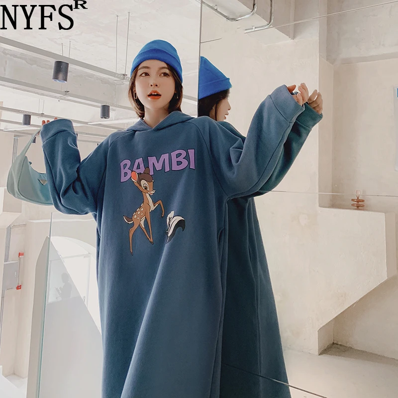 NYFS осенне зимнее платье 2020 Новое свободное флисовое длинное с капюшоном vestido de mujer