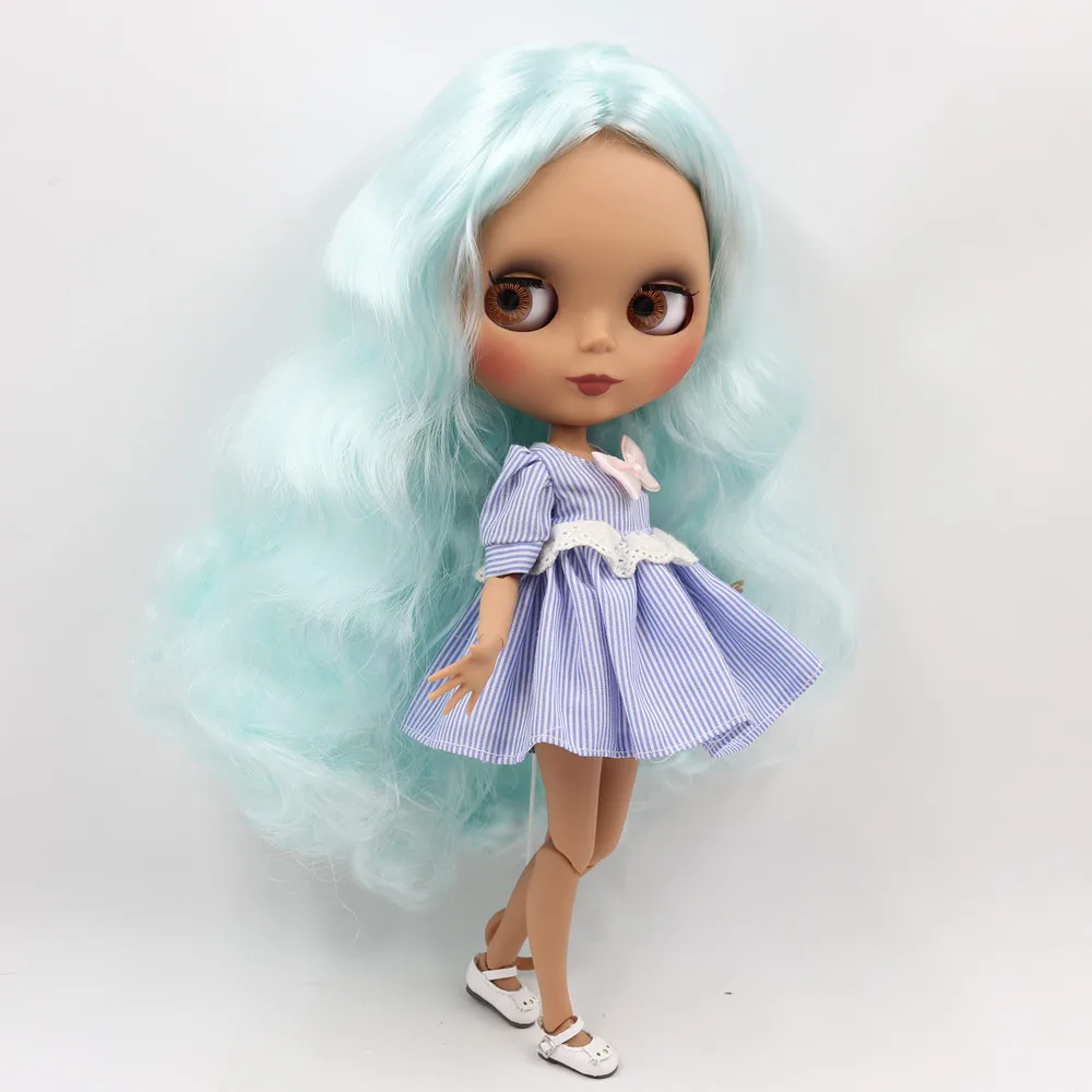 Ледяной DBS Blyth кукольные голубые волосы с темной кожи 1/6 bjd по индивидуальному
