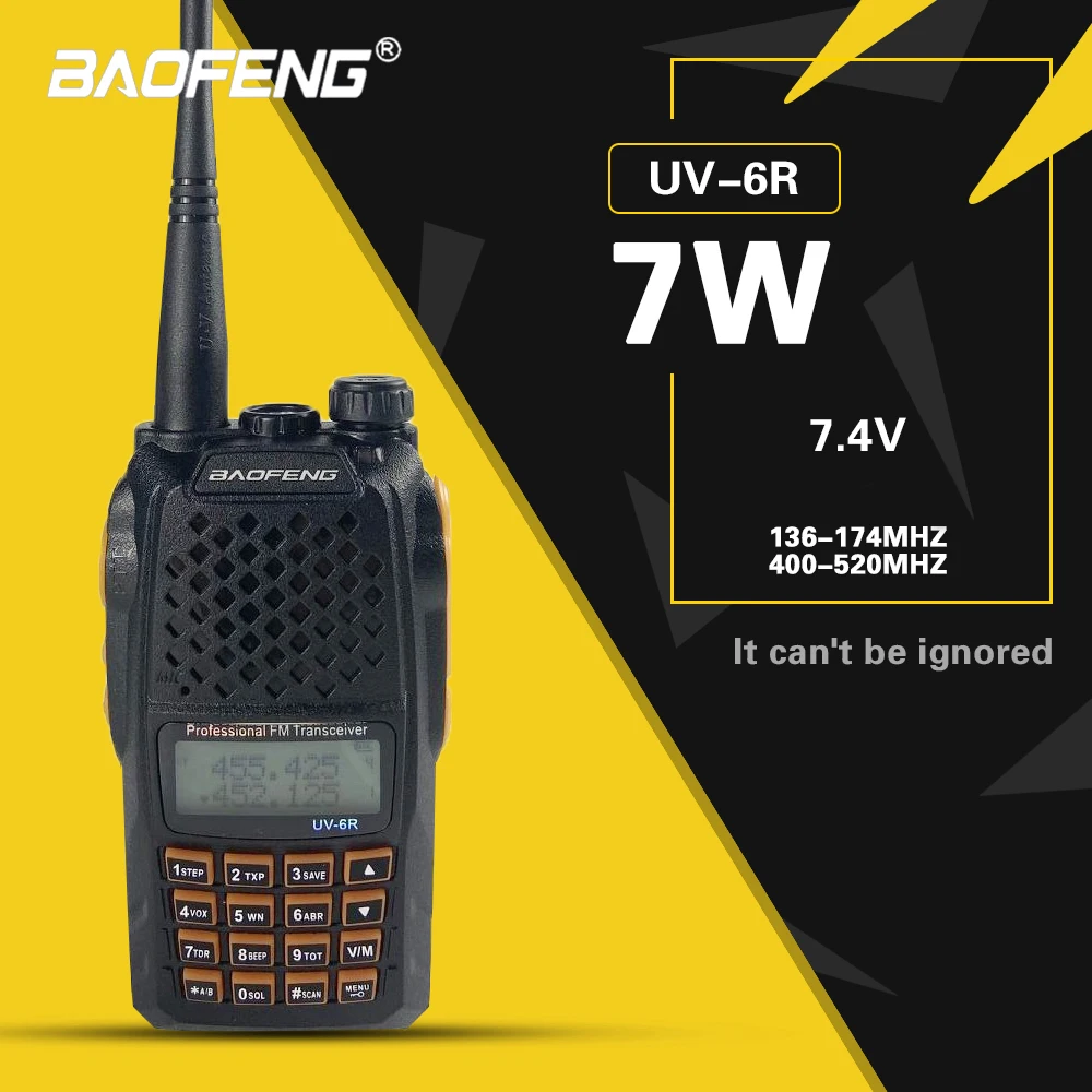 Портативная Двухдиапазонная рация Baofeng UV-6R Talkie Professional CB двухсторонняя Любительская рация U/VHF 1367-174 400-520 МГц UV6R 7 Вт, Любительская двухстороння...