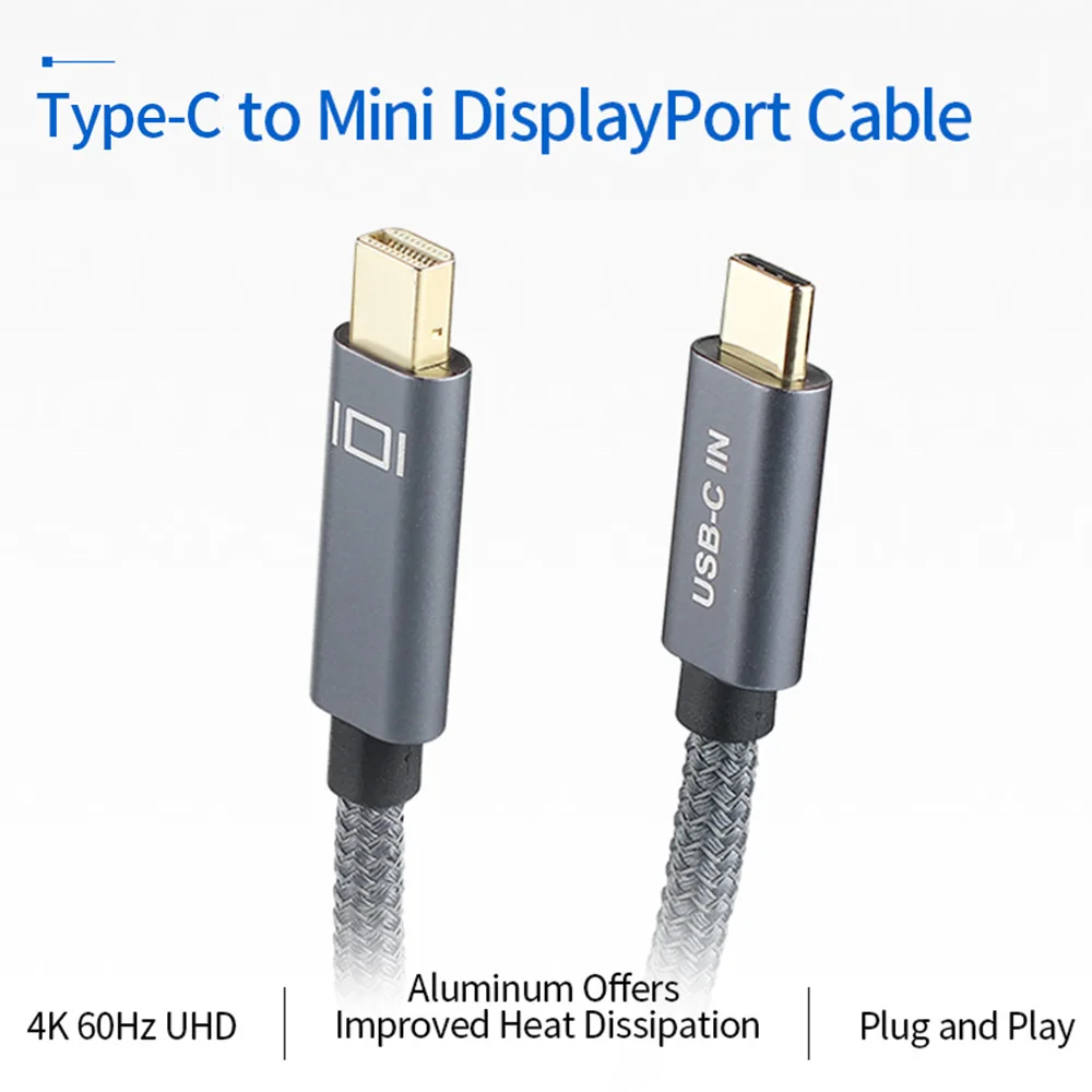 

4K 60Hz USB C to Mini DisplayPort Cable Type C to Mini DP Adapter Cable Thunderbolt 3 Connector Cord for MacBook Laptop Computer