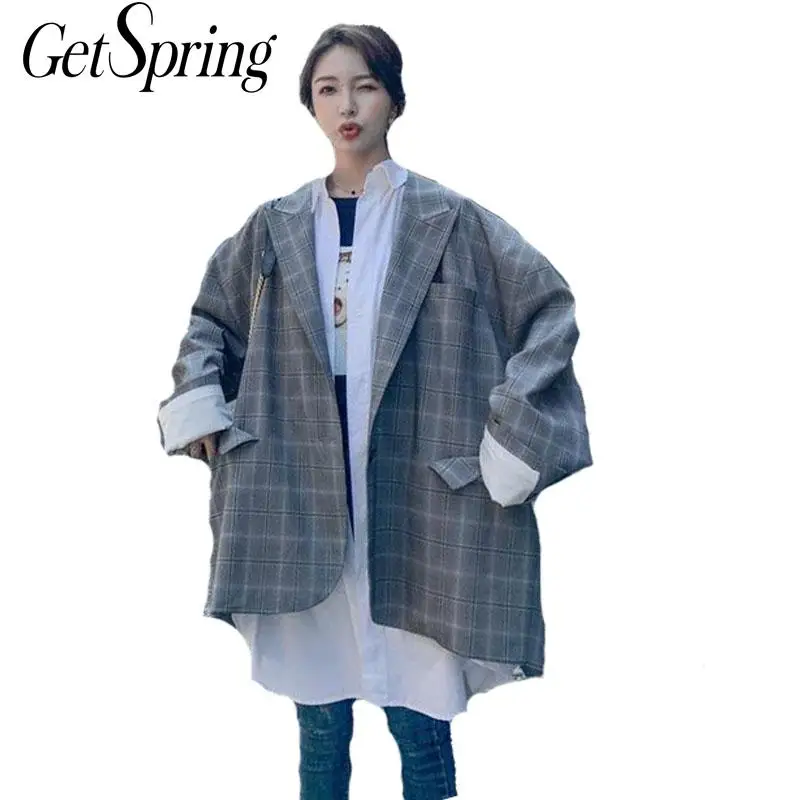 Getвесенний Женский блейзер из кусков имитация двух частей необычные женские