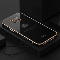 Phone Case For Xiaomi Pocophone Poco Pro NFC Fashion Liquid Silicon Straight Edge Anti Fall Protection Maple Leaf Back Cover