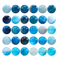 blue striped agate loose beads natural gemstone smooth round for jewelry making