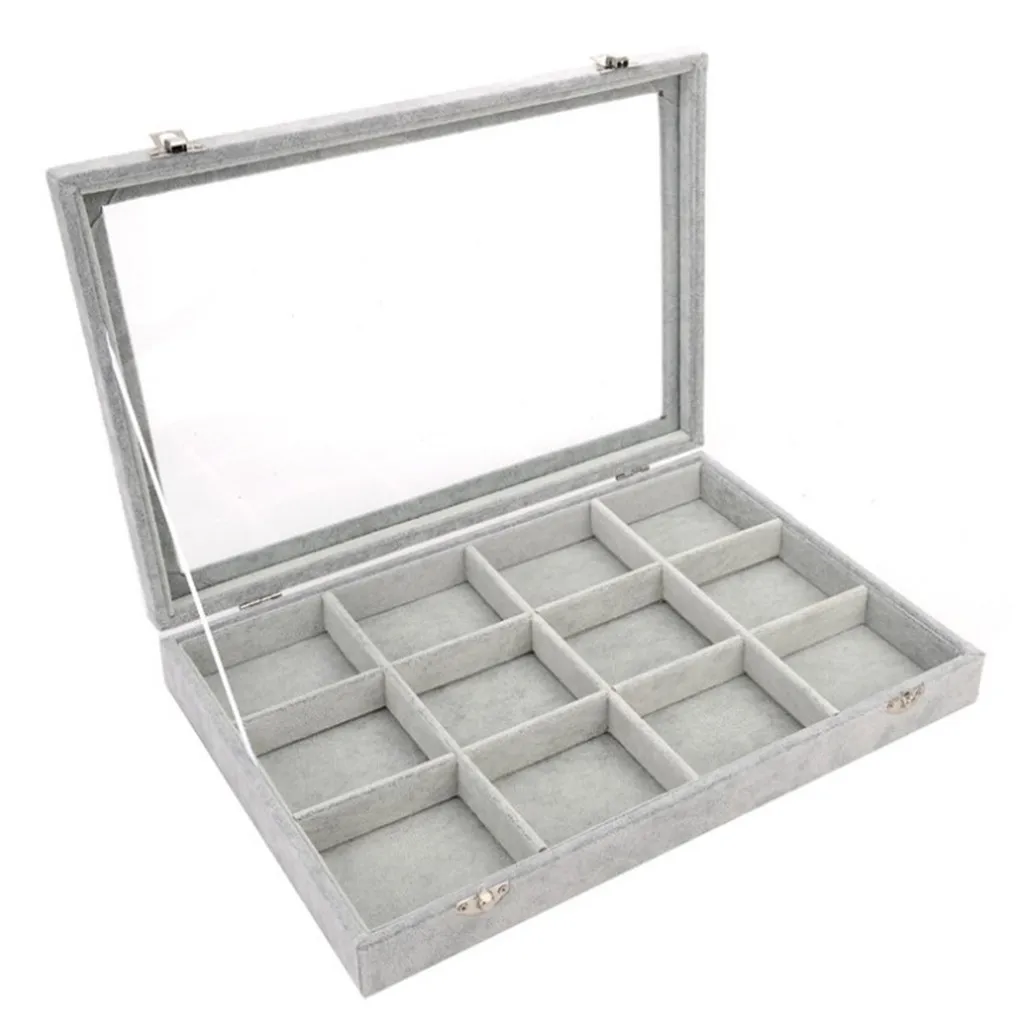 

2020 New Arrival Treasure Box 12 Grid Jewelry Display Box Storage Organizer High Quality Rectangle Shape Composite Material