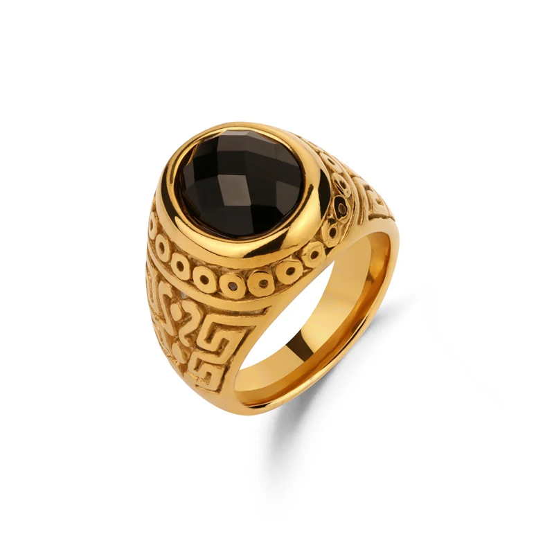 

  Chunky Mens Eagle Ring Gold Tone Stainless Steel Square Top with Rays Signet Ring Heavy Animal Band