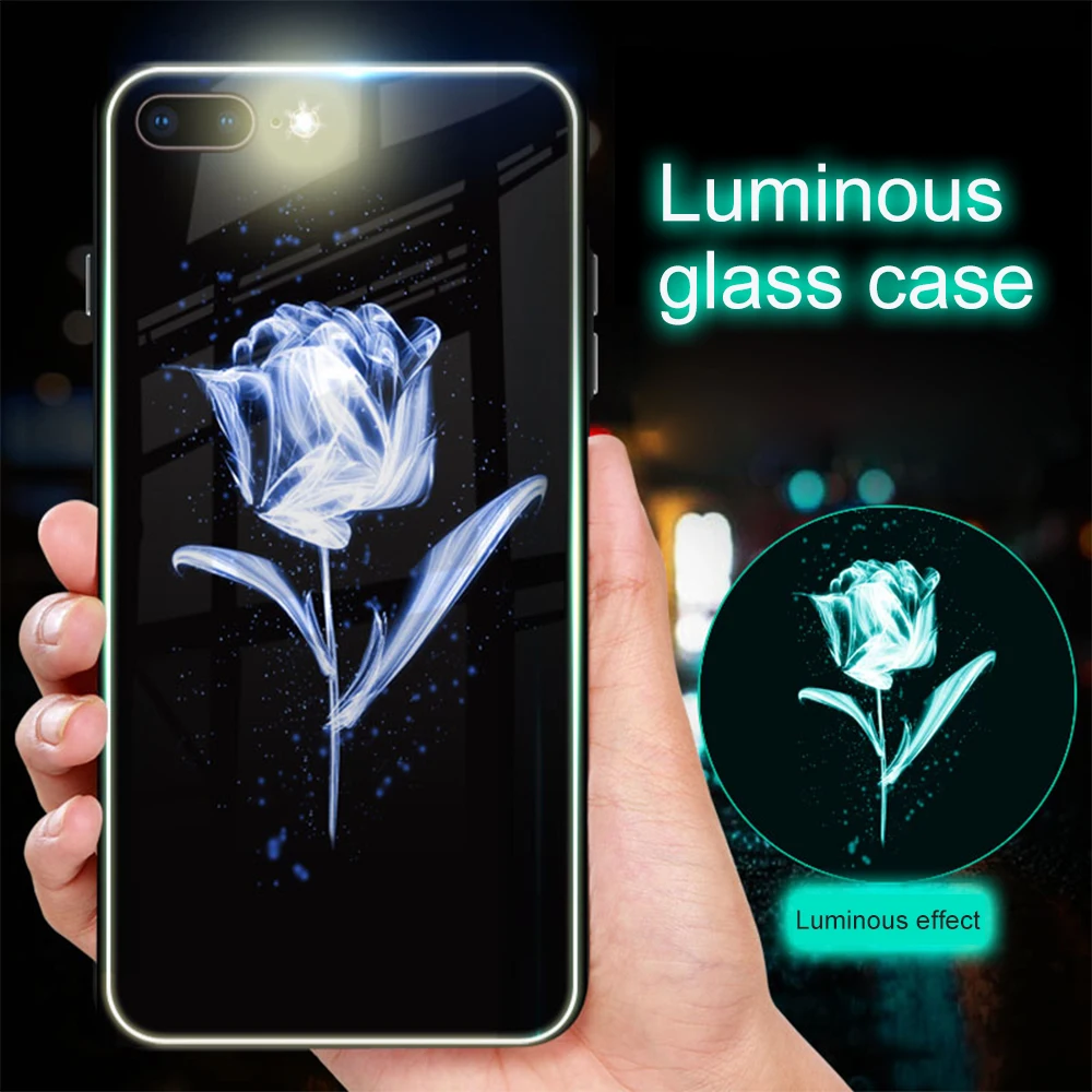 Rose Светящийся чехол из закаленного стекла для iPhone 11 Pro Xs Max Xr 6 6s 7 8 Plus 5 5S, Роскошный чехол с буквой Метеор для iPhone 11, чехол - Цвет: Rose
