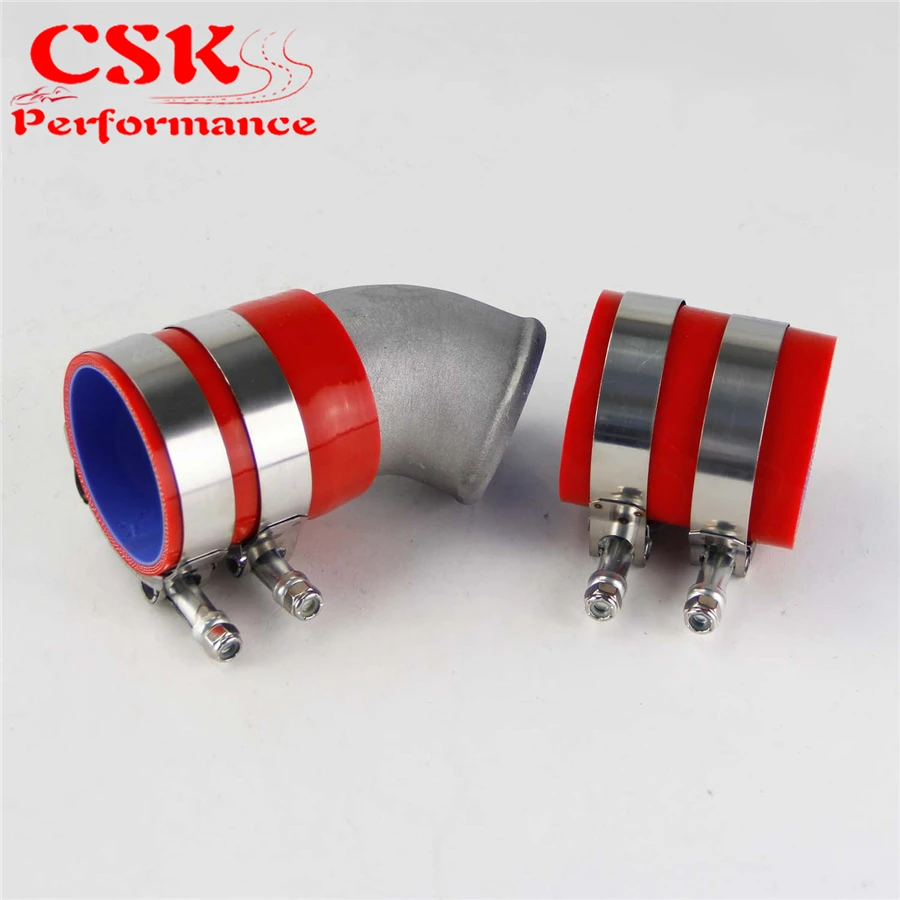 2 5 &quotлитой алюминий 45 градусов локоть трубы турбо интеркулер + силиконовый шланг