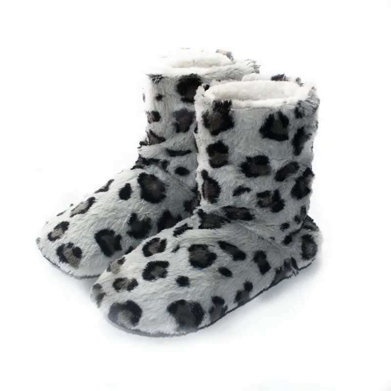 Тапочки Suihyung женские домашние хлопок леопард удобная мягкая теплая плюшевая