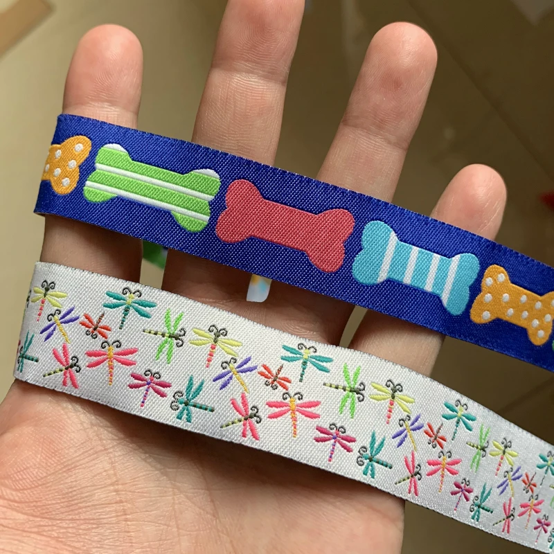 Жаккардовая лента с рисунком стрекозы синего цвета 10 ярдов 22 мм или 24 | Дом и сад