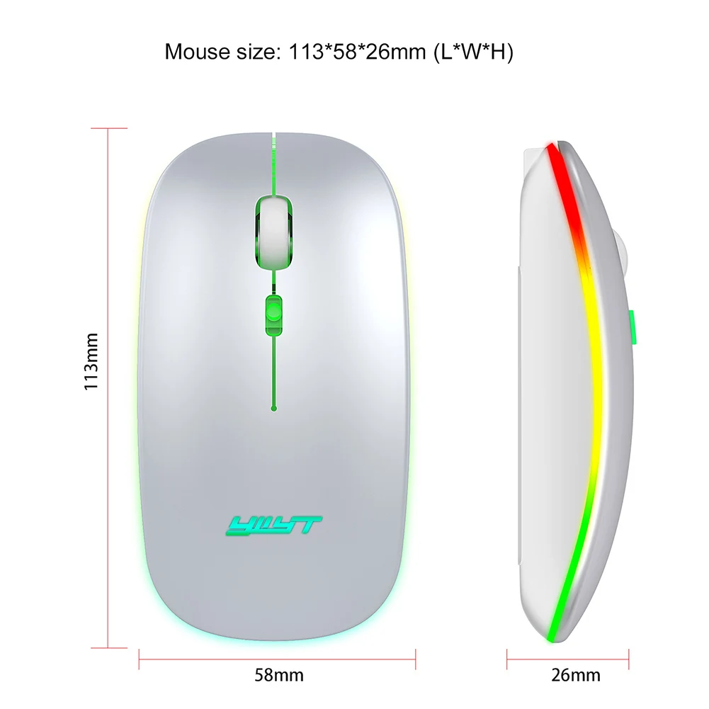 

Wireless Mouse Bluetooth RGB Rechargeable Mouse 2.4GHz Wireless Silent Mause LED Backlit Ergonomic Gaming Mouse For Laptop PC