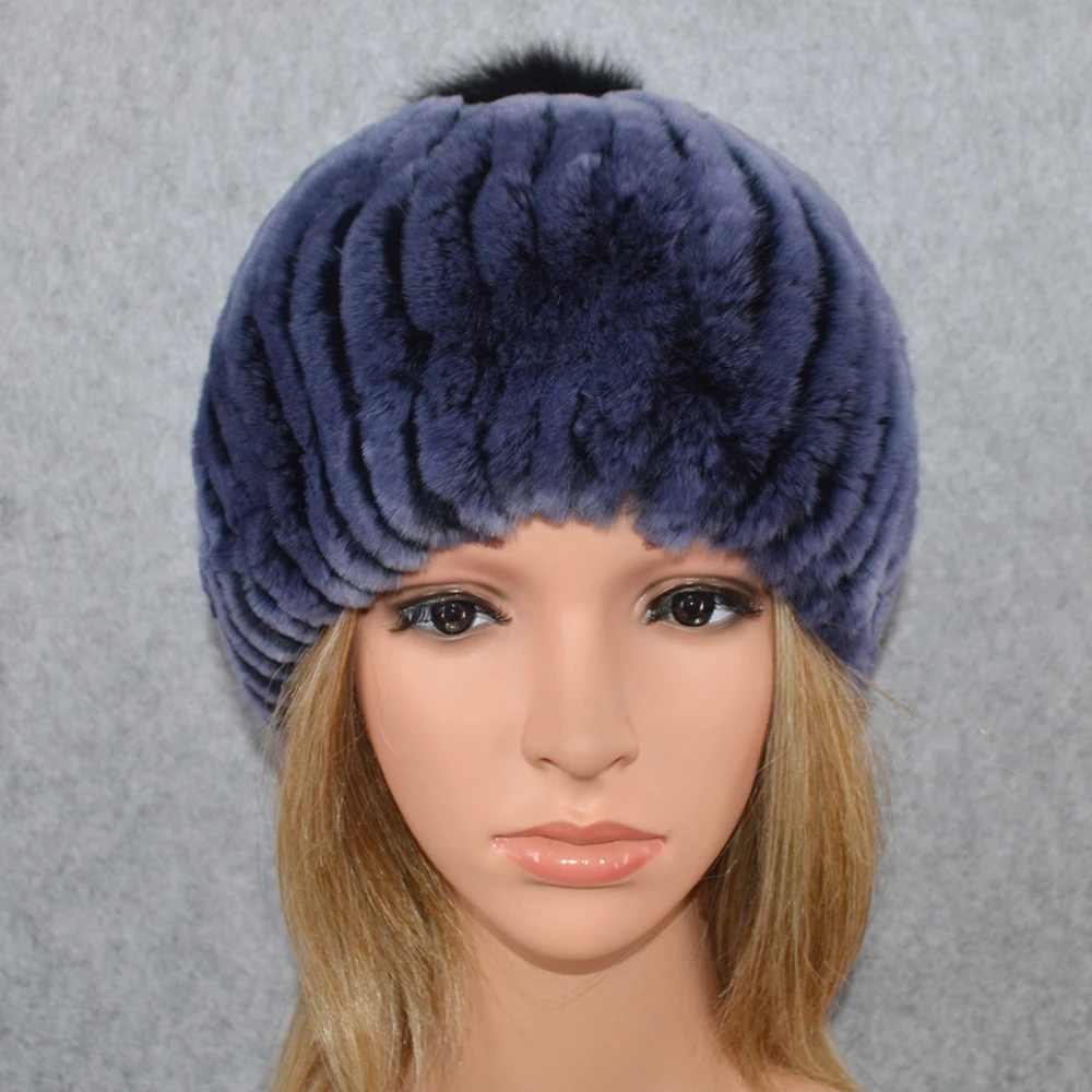 Новое российское изобретение женские натуральный шапка из меха кролика рекс