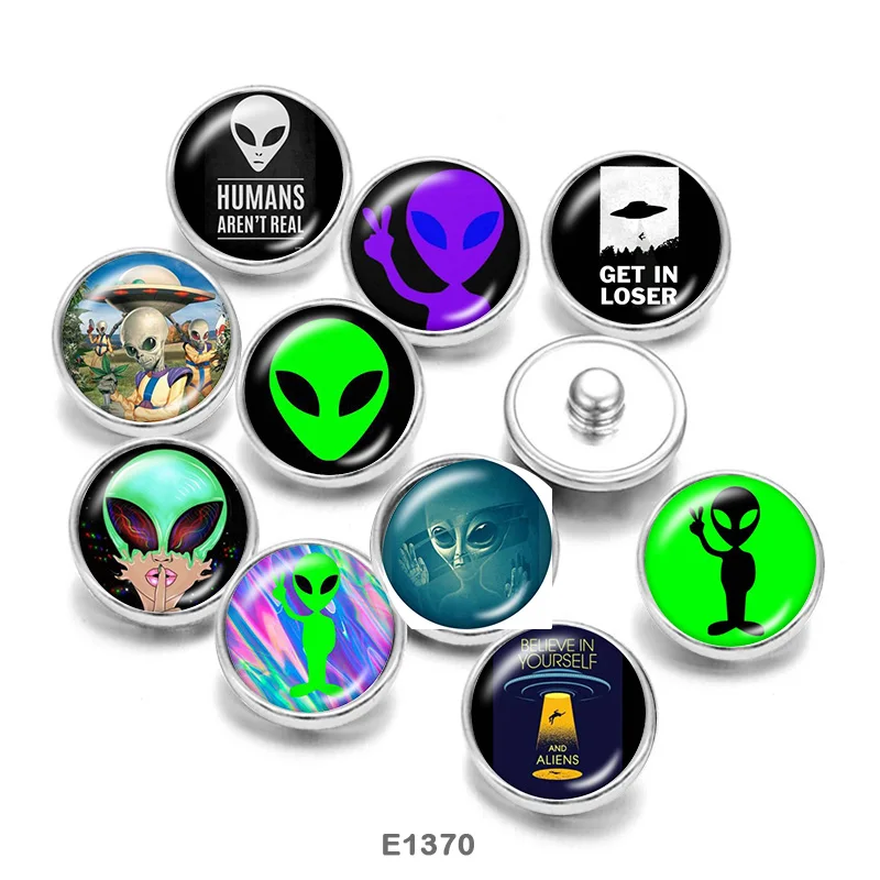 

E.T Alien Glass Cabochons DIY Bracelet glass Snap buttons CE1370