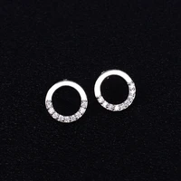 female luxury crystal hollow round stud earrings vintage silver color wedding jewelry white zircon stone earrings for women 2021