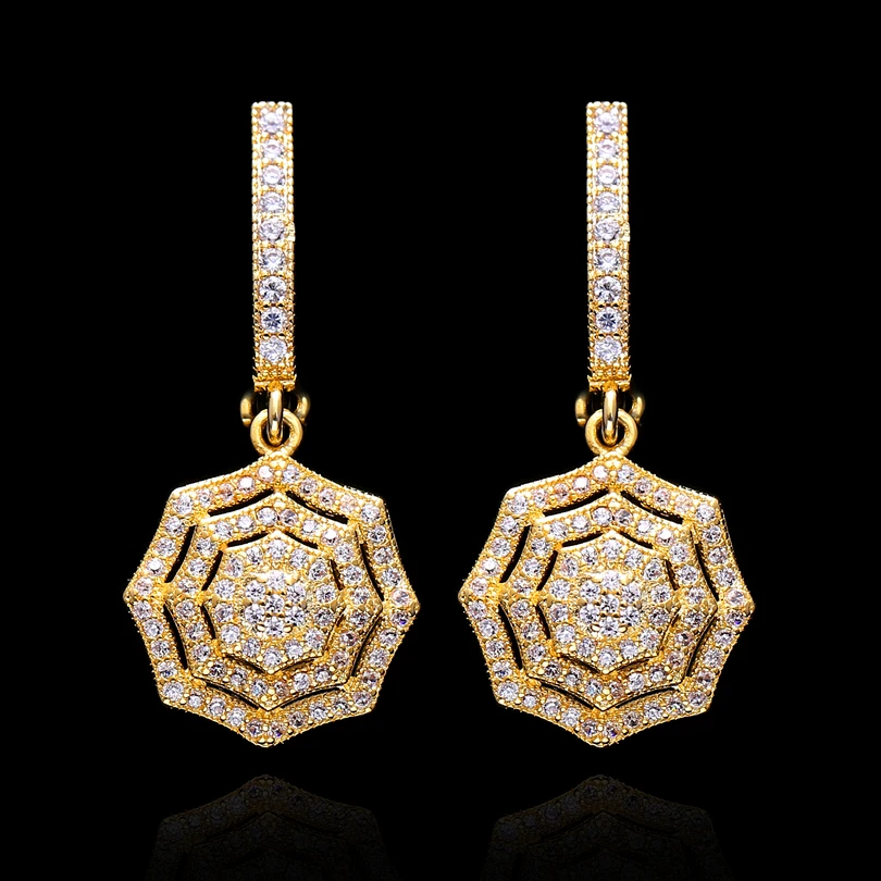 

Brilliant Engagement Circle Earrings Cubic Zirconia Crystal Gold Hoop Earrings for Women Dubai Jewelry