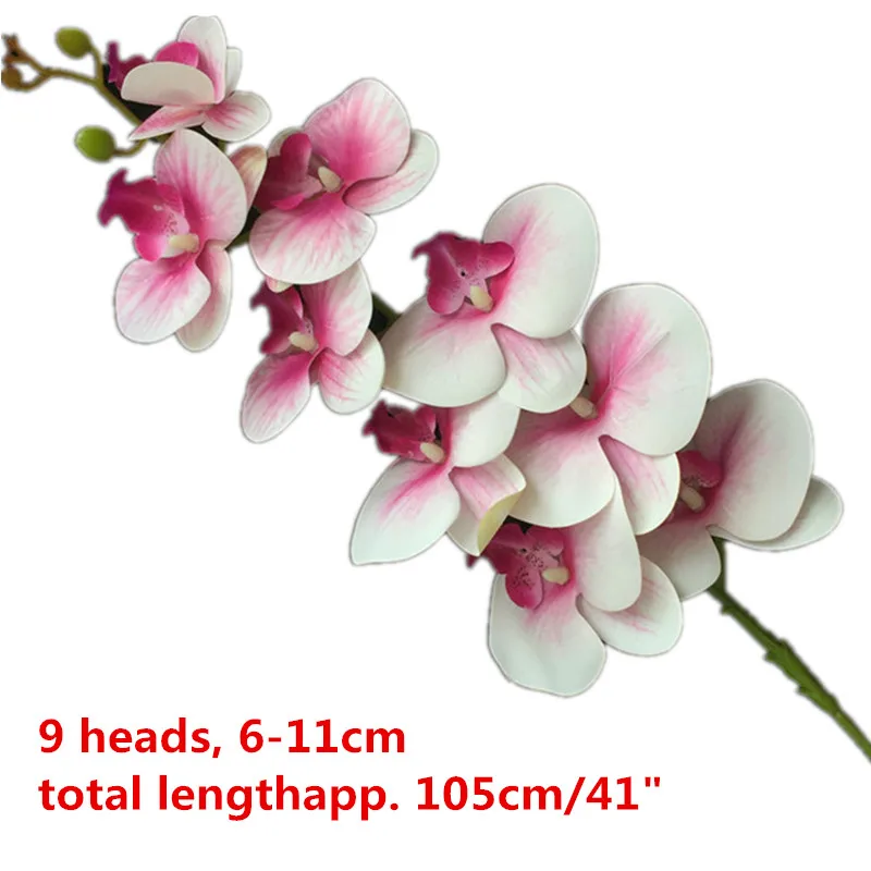 105cm pink white One Real Touch орхидеи бабочка фаленопсис белый/розовый/желтый искусственный Голубь из латекса Cymbidium орхидеи Цветы для свадебного украшения - Цвет: 105cm pink white