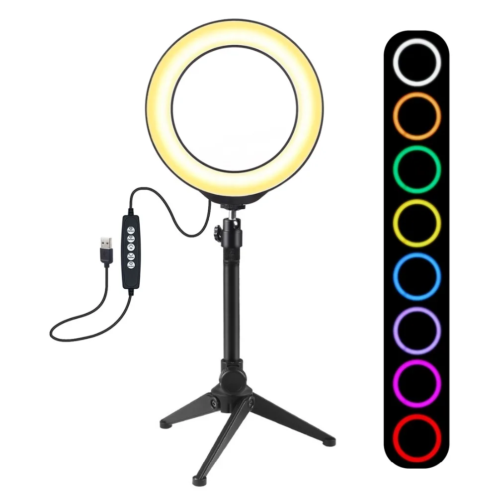 

4.7/6.2 inch USB RGBW Dimmable LED Selfie Ring Light Photography Fill lamp Video Light & Light Stand For YouTube Video Vlogging