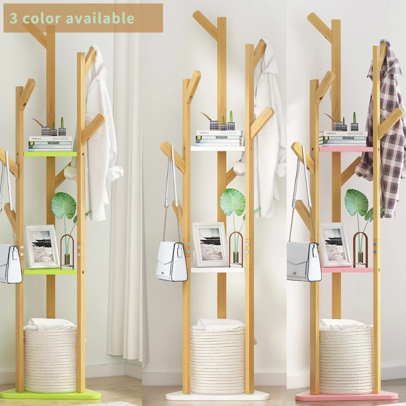 

Nordic Minimalist Multifunction Coat Rack For Living Room Bag/Book Storage And Bedroom Clothes/Hat Storage Floor Stand 3 Color