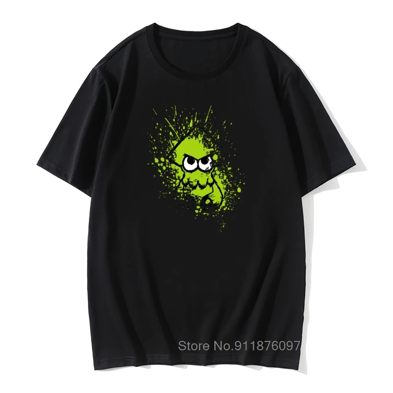 

Men Splatoon Black Squid With Blank Eyes Mask T Shirt Ink Kid Game Squid Cotton High-Grade Fabrics Tee Shirt O-Neck T-Shirts