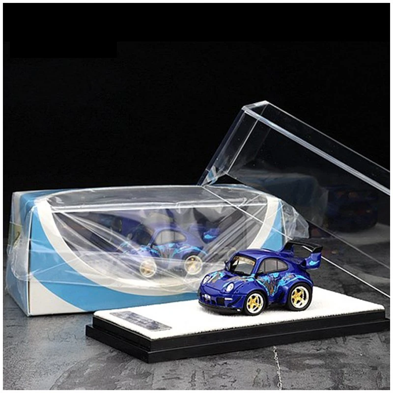 

1/64 Model Car Little Egg Q version Porsche RWB 993 Royal Ocean Limited 699 Collection Die-Cast