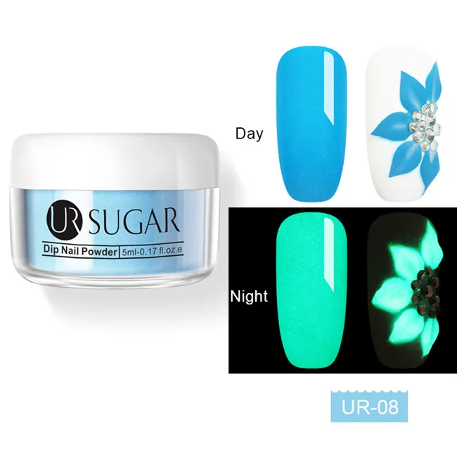 UR-08 Ur Sugar 5 мл светящийся 3 в 1 Dip порошок для ногтей акриловый порошок резьба расширение погружение ногтей Дизайн ногтей украшения DIY натуральный сухой - Цвет: UR-08