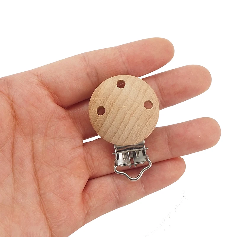 Chenkai-Pinzas de madera redondas para beb&eacute;, 5 piezas, 35MM, sin BPA, para bricolaje, sonajero, dentici&oacute;n, agarre, accesorios de juguete de madera-3