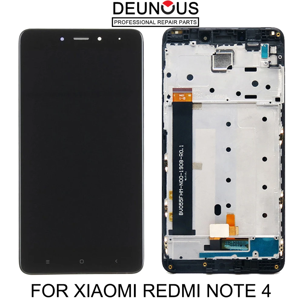 ЖК дисплей с рамкой для Xiaomi Redmi Note 4 MediaTek Полная сенсорная панель note4 MTK дигитайзер