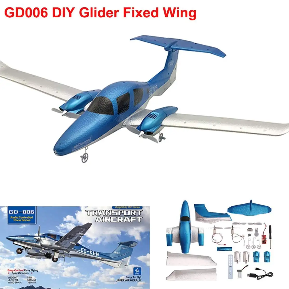

Assembled Glider Fixed-wing Remote Control Plane, Drop-resistant Foam Inserting Model Airplane, EPP Remote Control Gliding Toys