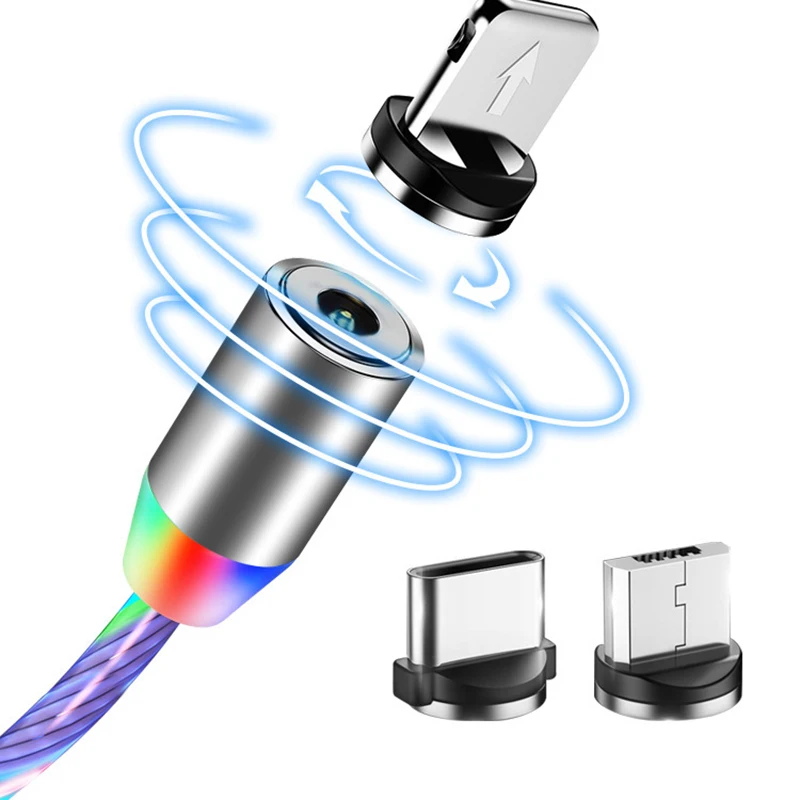 Магнитный кабель USB Lightning/Type C/Micro светящийся 1м в ассортименте.|Кабели для