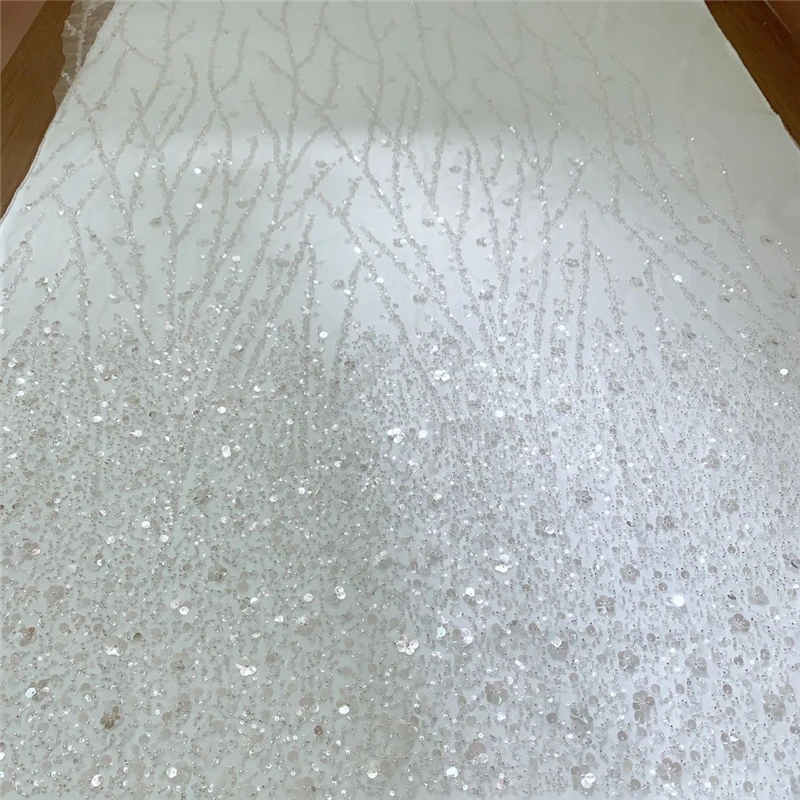 Новое серебряное нигерийское свадебное платье с красивой вышивкой бисером