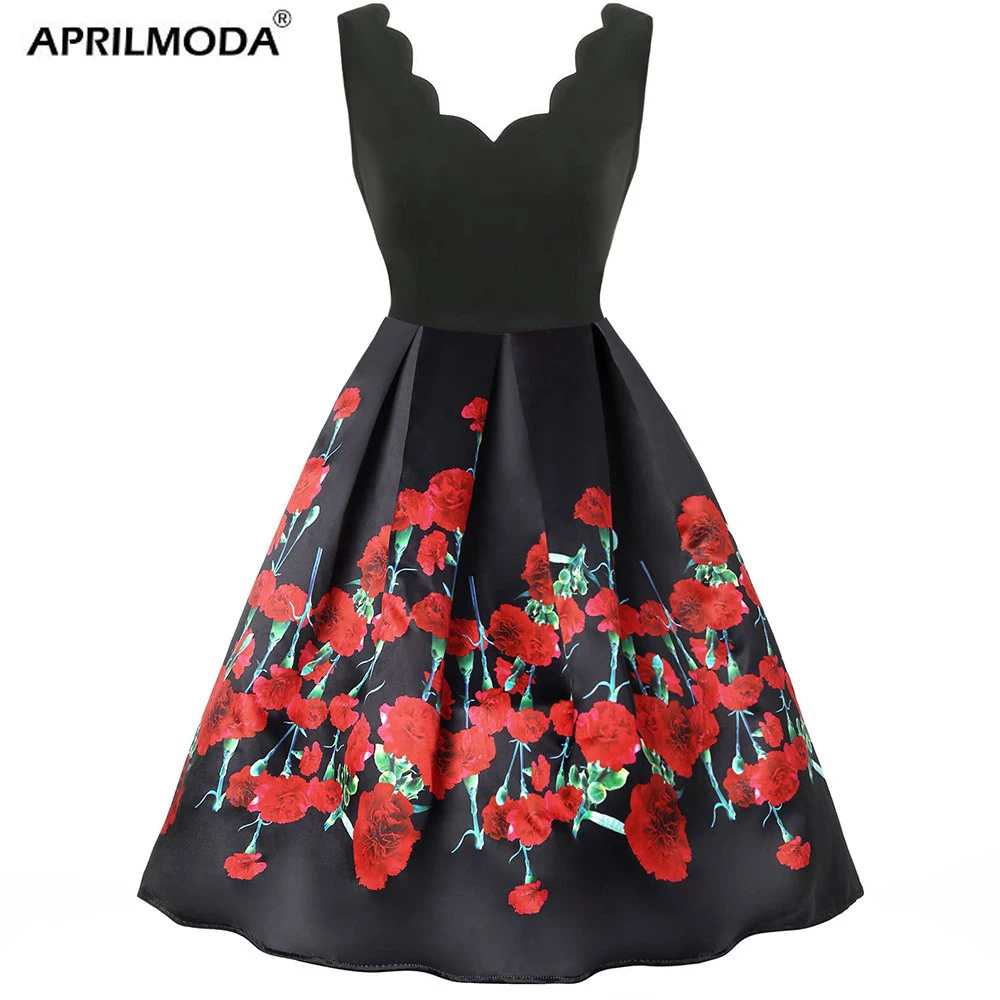 Стильное женское винтажное платье с цветочным принтом лепестковым воротником