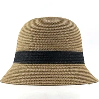 new summer fashion women straw hat lady summer sun hat visor cap panama style bucket cap strawhat beach hat outdoor girl cap