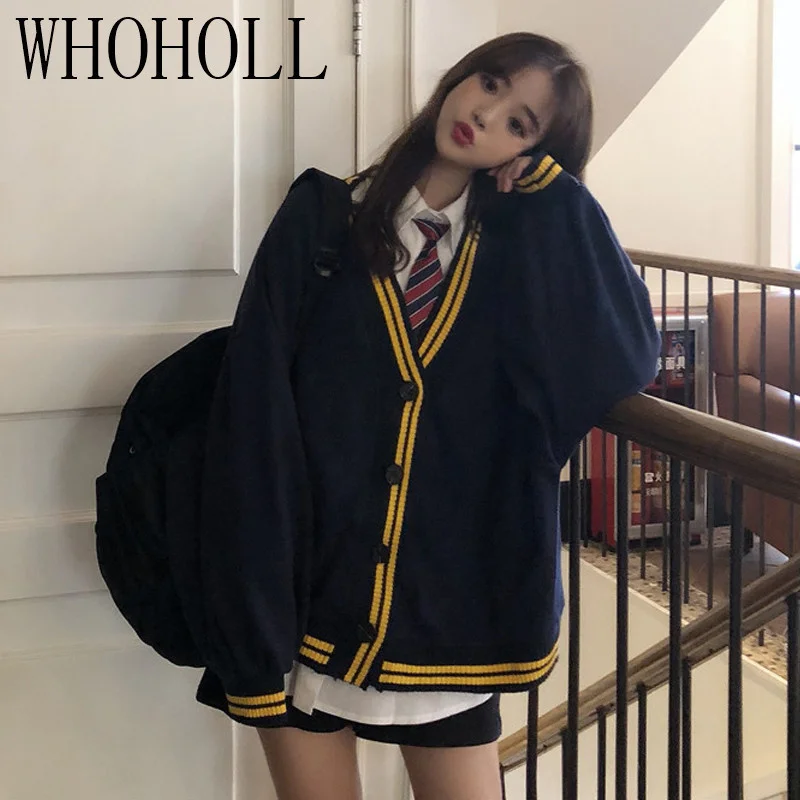 

2021 Women's Sweaters Winter Spring Plaid V-Neck Cardigans Button Puff Sleeve Checkered Oversize Sweater Tops