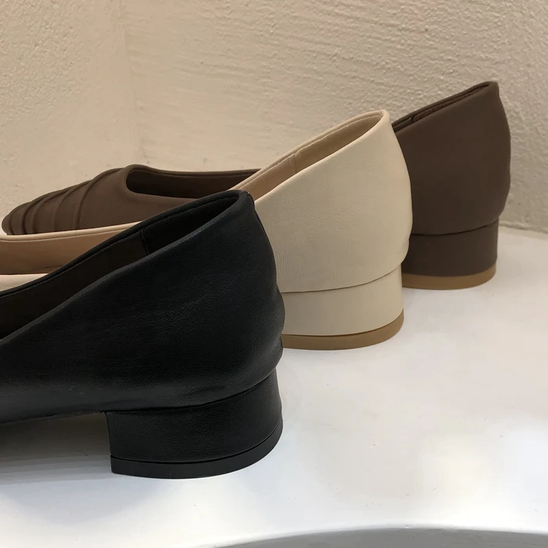 

Bailamos Spring Women Low Heels Pumps Elegant Fashion Pleated Ladies Ballet Shoes Pointed Toe Ballarina Comfortable Work Shoes