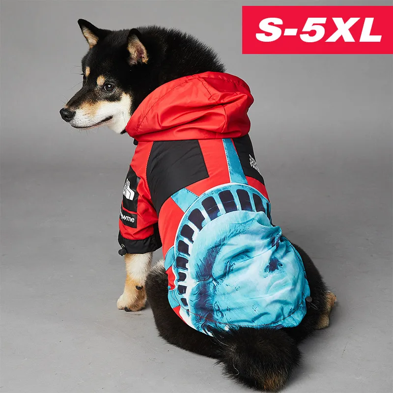 

Dog Jacket for Large Dogs Costume American Flag Windproof and Rainproof Dog Raincoat Outfit Fashion Designer Dog Clothes