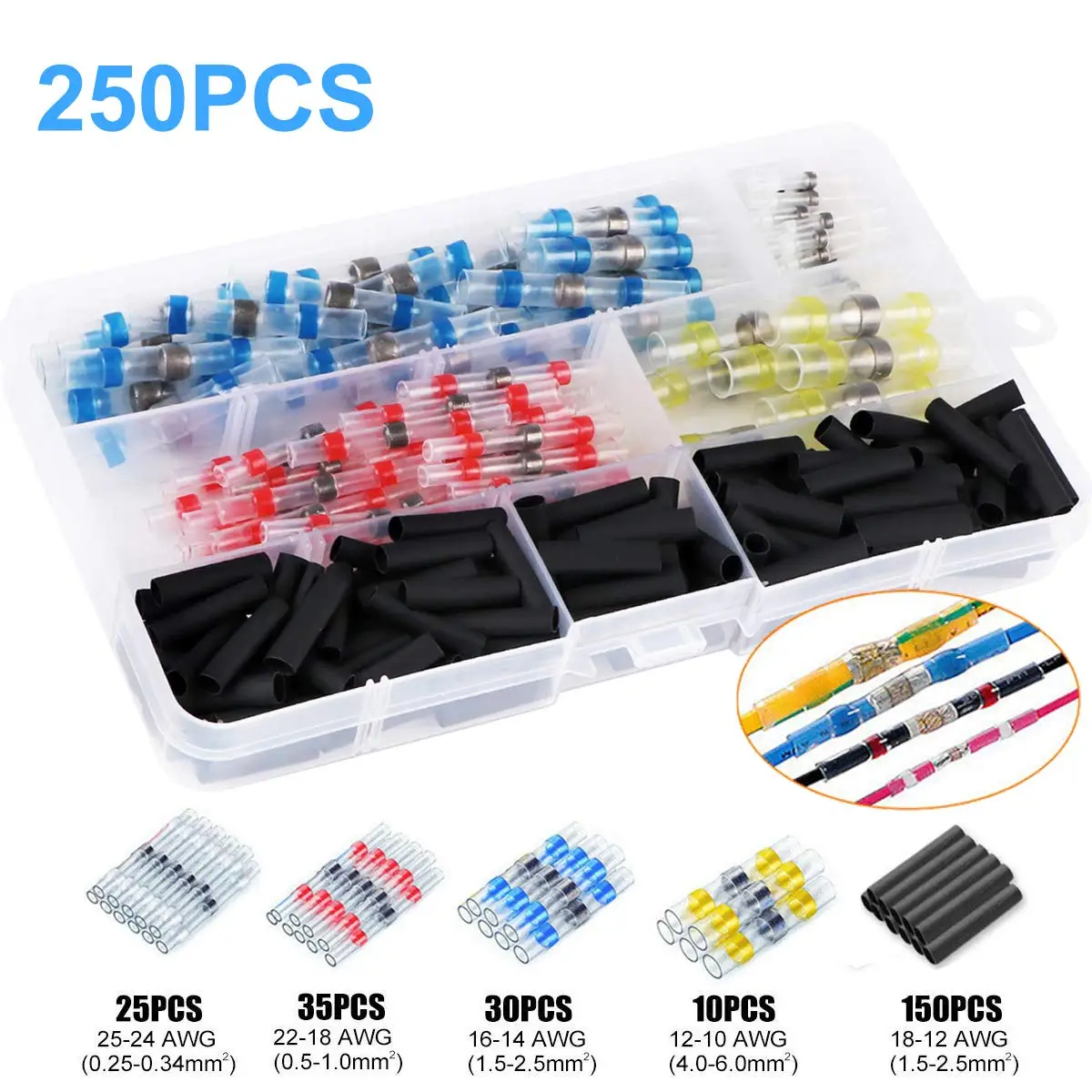 Термоусадочный провод соединитель терминалы и припоя кольцо водонепроницаемый