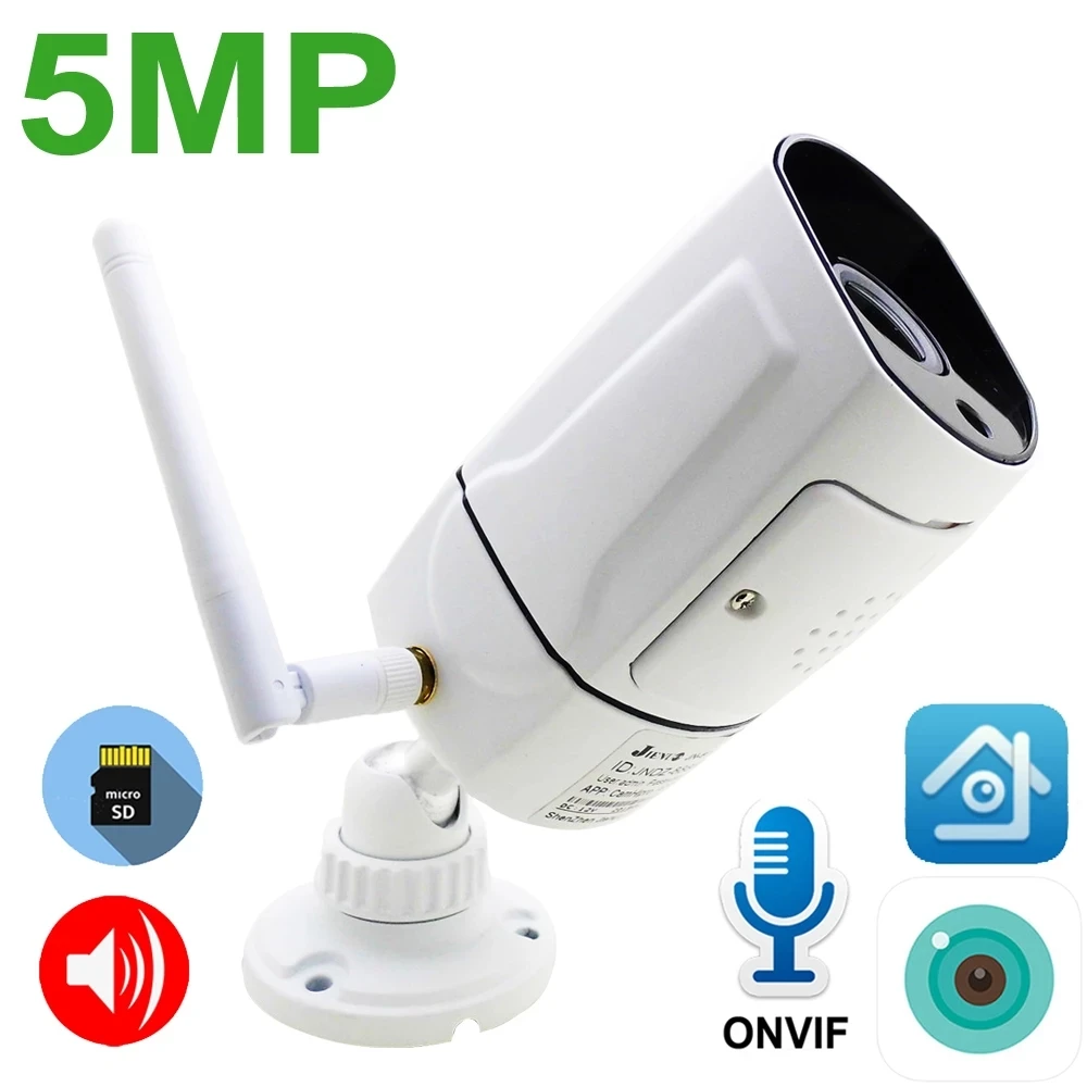 5MP Camera IP Wifi Outdoor IR Night Vision ONVIF P2P Audio Video  HD Wireless Video Surveillance SD Card slot Xmeye JIENUO