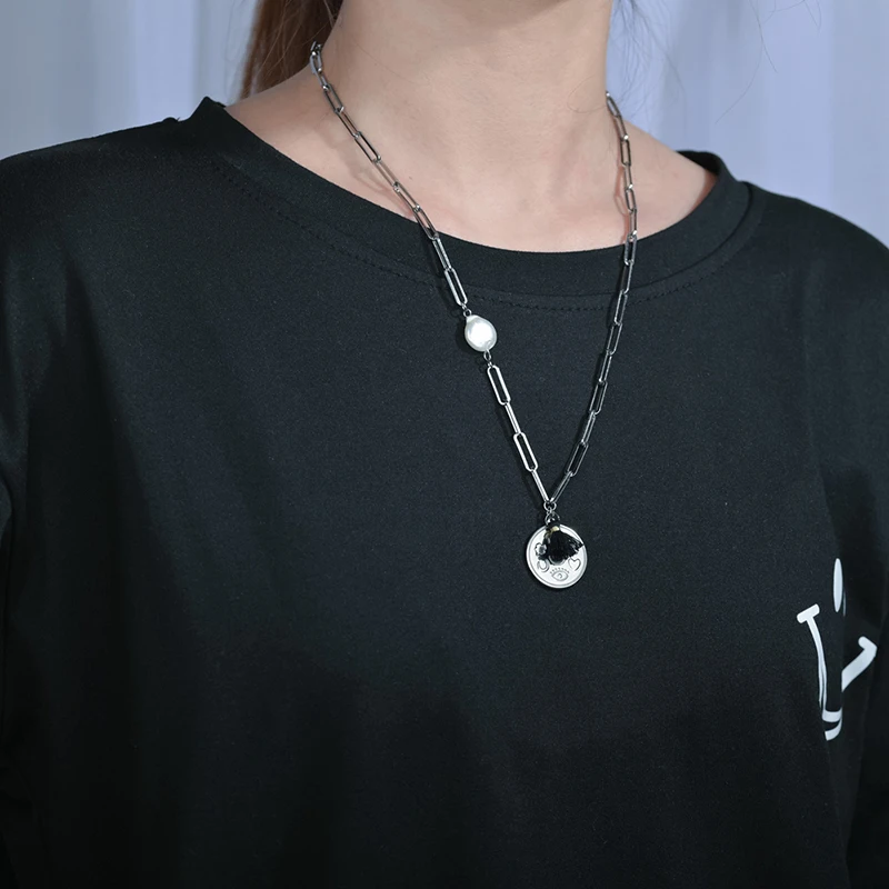 ELSEMODE винтажные ожерелья из нержавеющей стали с подвесками в виде глаза сердца