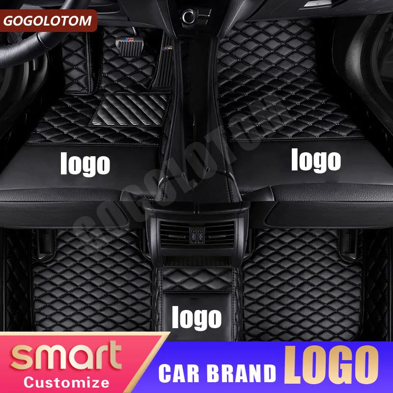 

Custom Leather Car Floor Mats for Smart All Models 451 Fortwo Forfour 3D Car-styling Four Season Car Logo styling Carpet