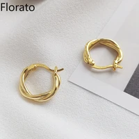 2021fashion distortion interweave twist metal circle geometric round hoop earrings for women accessories retro party jewelry a35