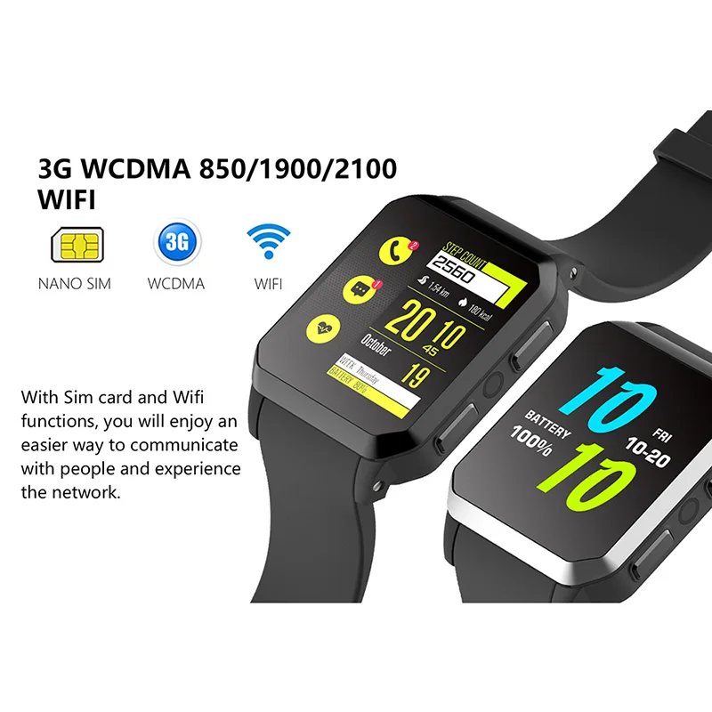 Умные часы KW06 Android Bluetooth звонки IP68 водонепроницаемые 512 МБ + 8 Гб Wi-Fi GPS пульсометр 3G