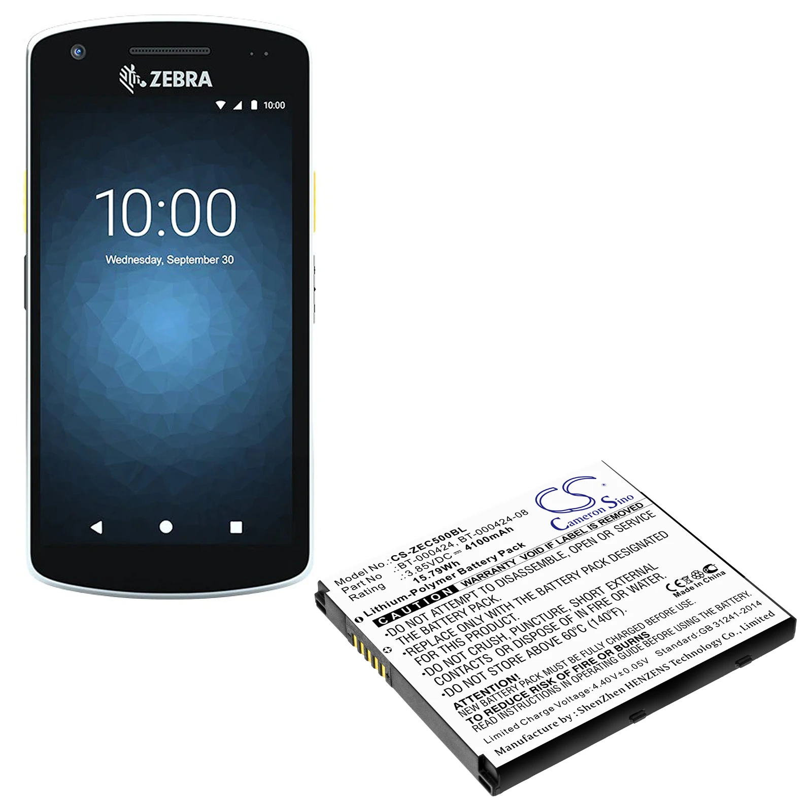 

Cameron Sino For Zebra EC50,EC55 4100mAh / 15.79Wh