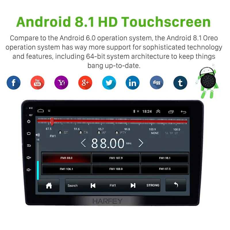 Автомобильный GPS радиоприемник Harfey 2DIN HD 9 дюймов 2.5D экран Android 8 1 для Renault Duster 2014 2015