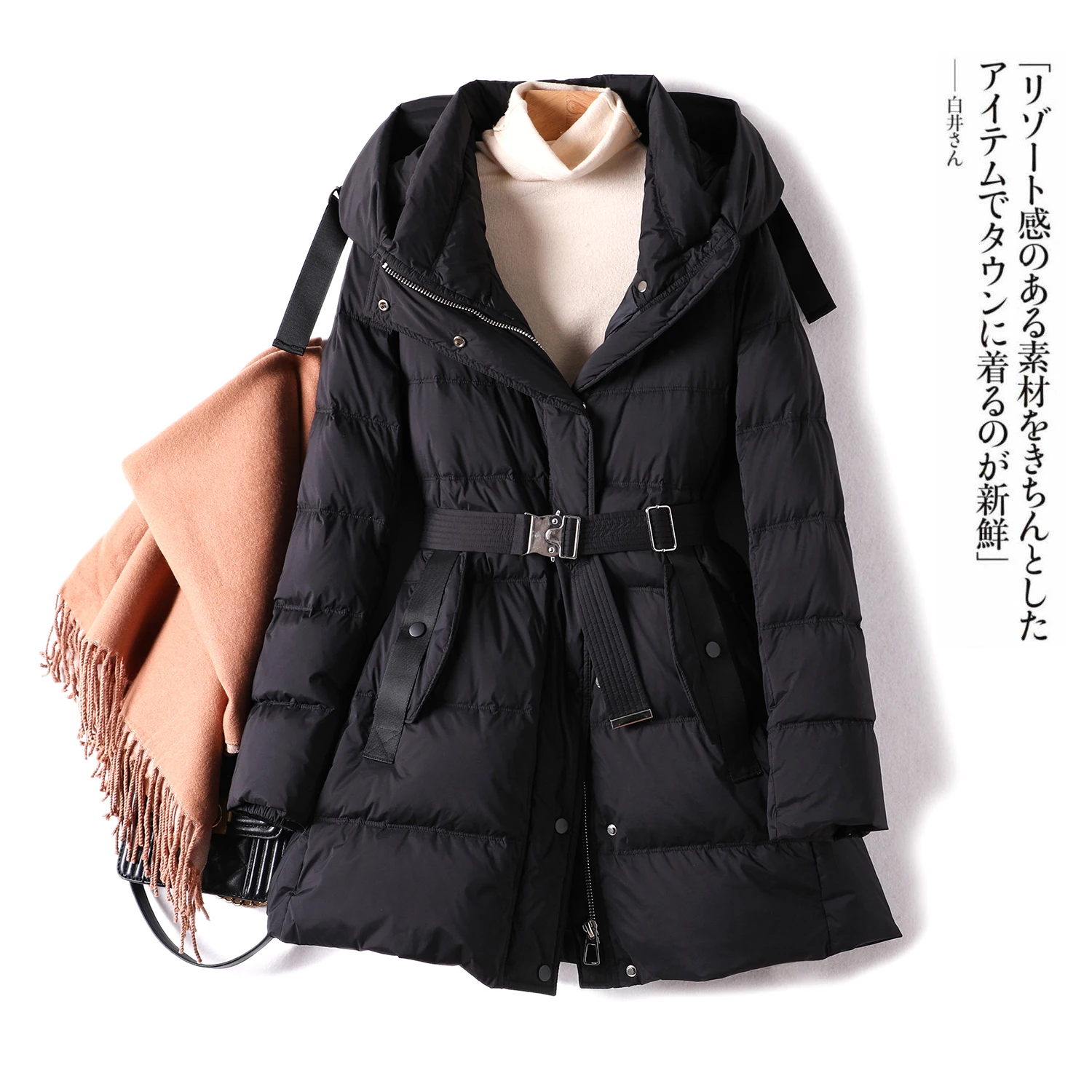 90% High Parkas Quality Woman White Duck Down Women's Warm Slim Hooded 2021 Winter New Women Jacket Coats