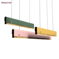 nordic minimalism horizontal strip wood metal led pendant lights for dining table kitchen office cafe store hanging lamp fixture