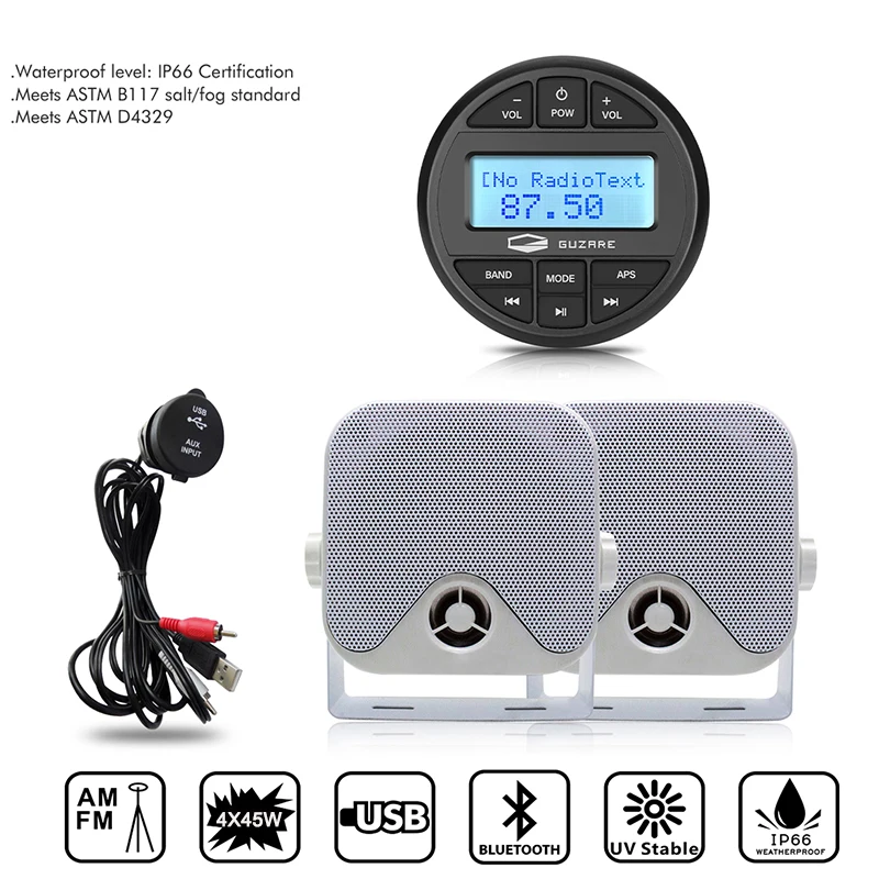 Морской Радио Bluetooth стерео аудио MP3 Автомобильный плеер звук Системы для RV спа