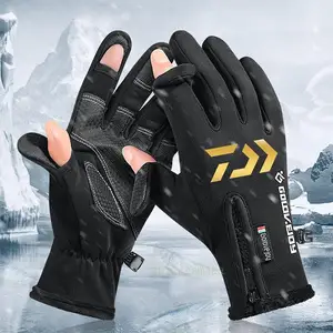 daiwa waterproof windproof mens clothing fishing gloves protection fish angling gloves fishing clothes winter 2 finger flip free global shipping