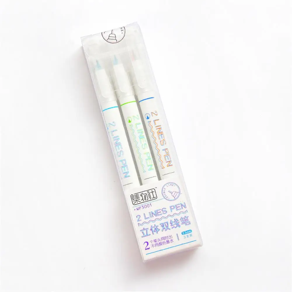 3pens Set A Набор ручек с двумя линиями, 6 шт., двойные цветные чернильные ручки, волшебное искусство, для рисования, лайнер, хайлайтер, скрапбукинг, сделай сам, креативный маркер, канцелярские принадлежности - Цвет: 3pens Set A