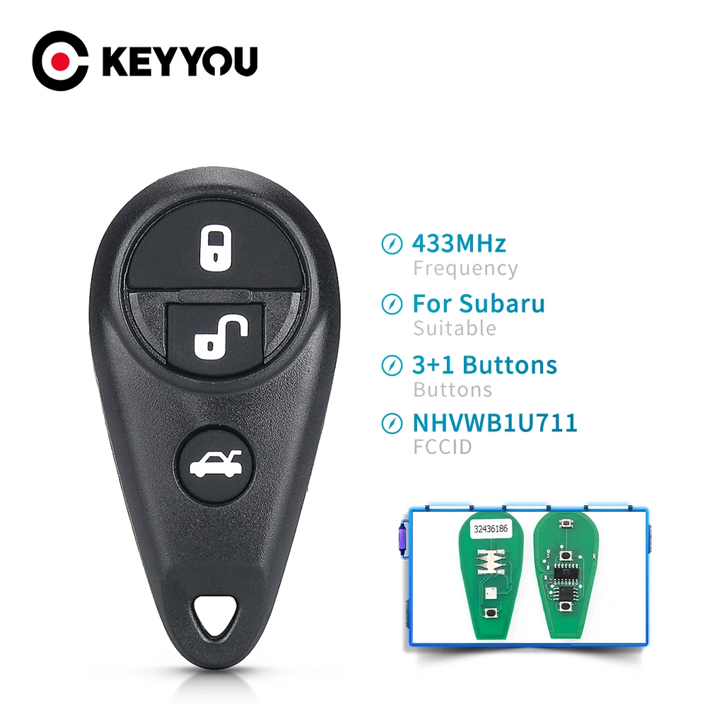 

KEYYOU NHVWB1U711 Remote Car Key 3+1 Buttons For Subaru Forester Impreza Legacy Outback Tribeca Impreza WRX 1999-2009 433MHZ FSK