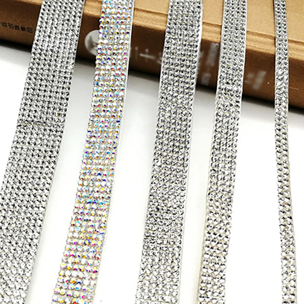 

1 Yard Rhinestone Sewing Trim Hot-Fix Crystal Glass Tape Ribbon Wedding Dress Decoration Bridal Applique DIY Shoes Cloth Decor